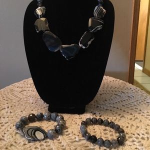 Handmade stone necklace matching bracelets